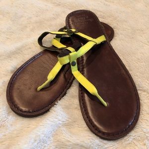 Neon yellow sandals, Abercrombie and Fitch. Size 8
